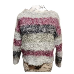 Wild Fable Women's X-Small Purple/Grey Stripe Crop Sweater